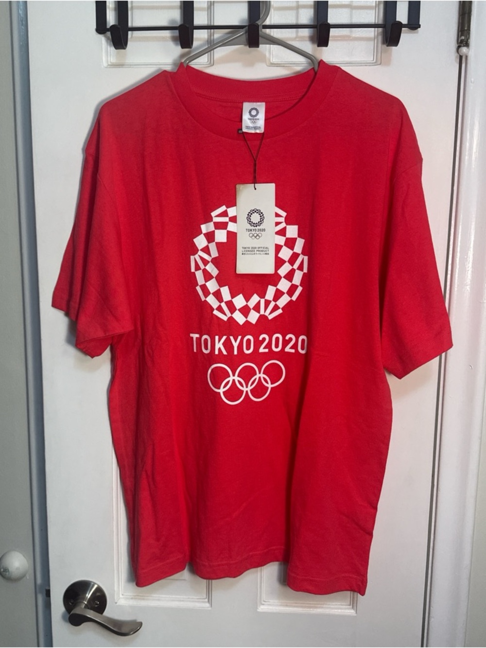 Official Tokyo Olympics 2020 Pinkish Red Graphic Short Sleeve Tee NWT Mens XL